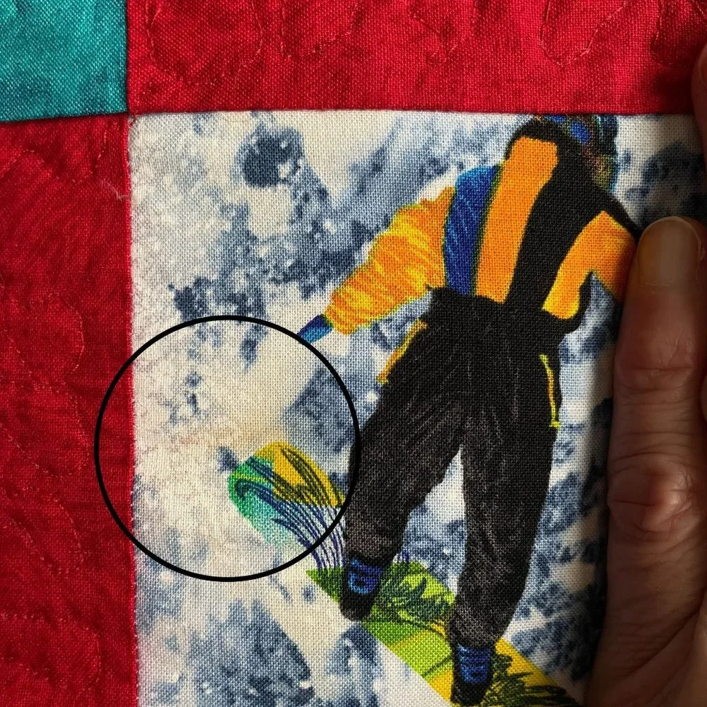 Handmade Patchwork Quilt Snowboarding Icon Pattern Multicolor Wilderness 57X78